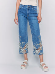 Charlie B. Embroidered Lace Crop Flare