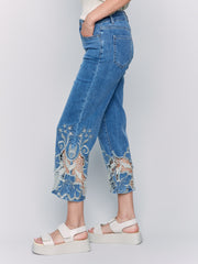 Charlie B. Embroidered Lace Crop Flare