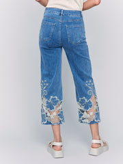 Charlie B. Embroidered Lace Crop Flare