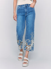 Charlie B. Embroidered Lace Crop Flare