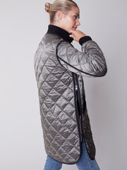 Charlie B. Long Iridescent Quilted Coat- Multiple Colors!