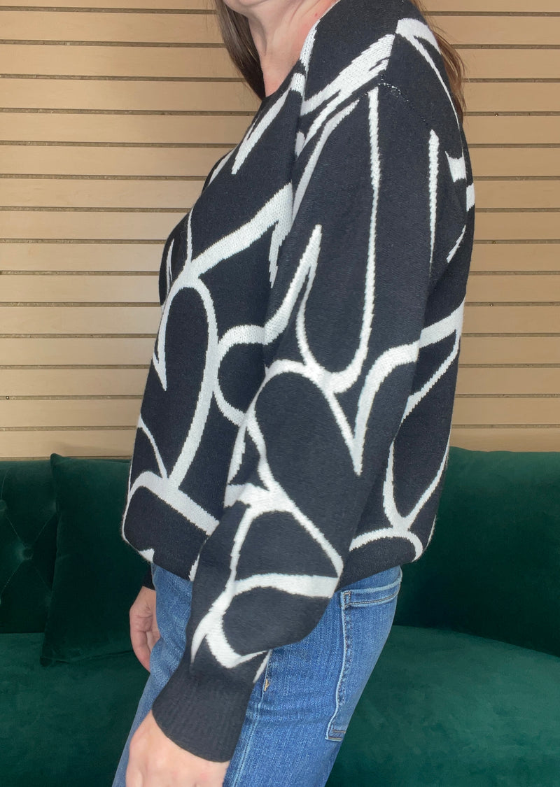 Swirly Hearts Jacquard Sweater- 2 Colors