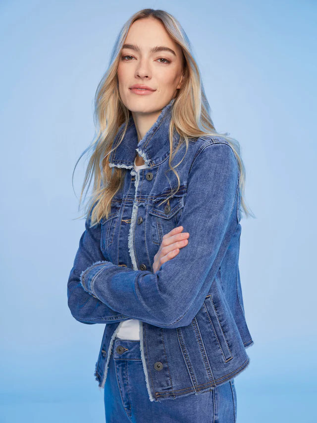 Charlie B. Stretch Denim Fringe Jacket- 2 Colors