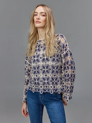 Charlie B. Denim Crochet Top