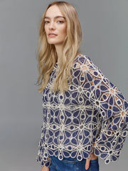 Charlie B. Denim Crochet Top