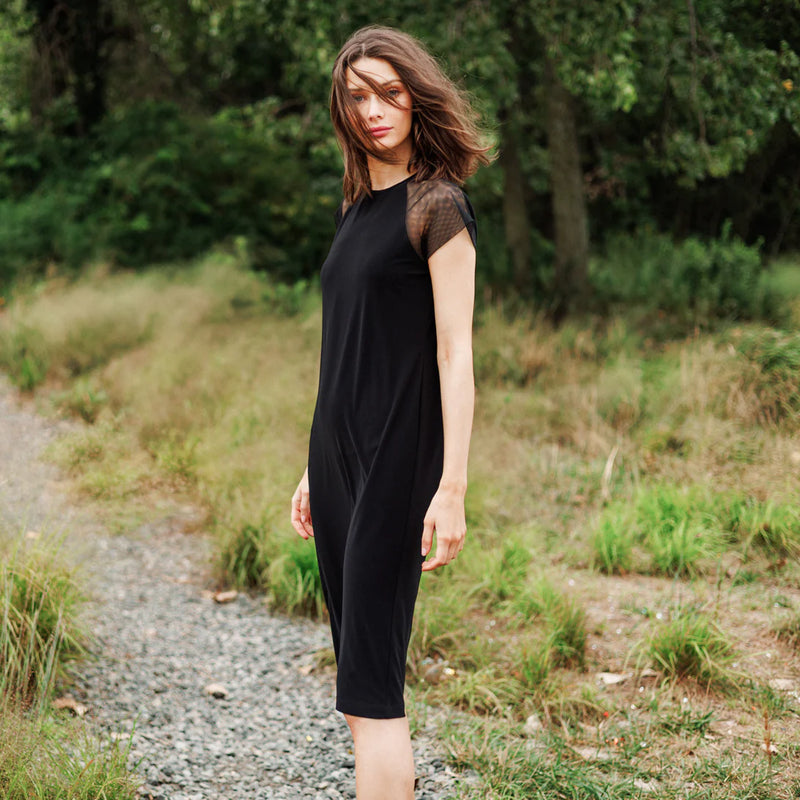 Clara Sun Woo Mesh Cap Sleeve Dress