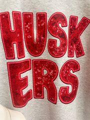Nebraska Husker Faux Sequin Sweatshirt