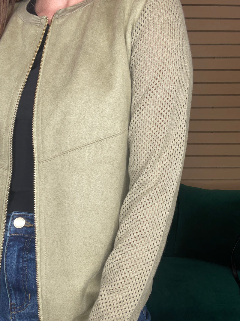 Faux Suede Laser Cut Cardi- 2 Colors