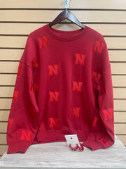 Gameday Social- Nebraska Allover Embroidered 