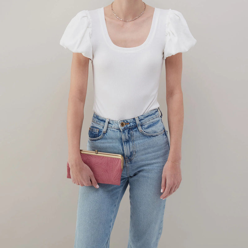 HOBO Lauren Clutch Wallet- Mauve Tooled Emboss