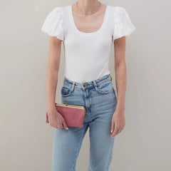 HOBO Lauren Clutch Wallet- Mauve Tooled Emboss