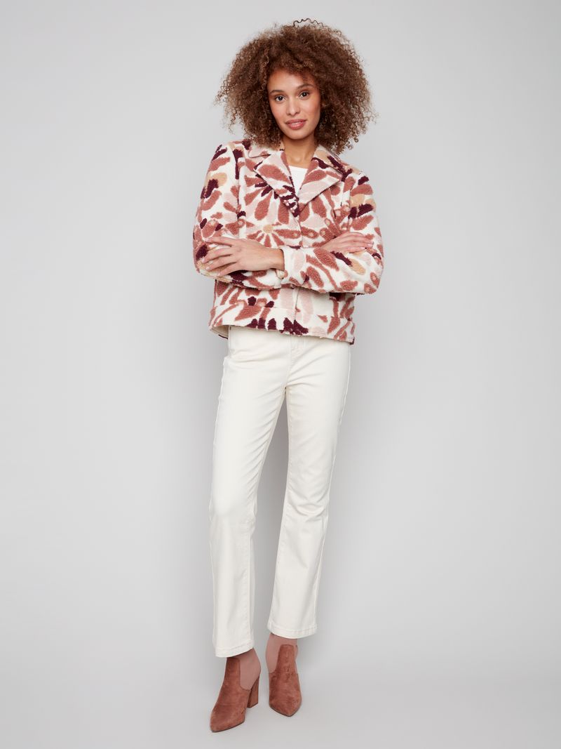 Charlie B. Short Boucle Jacket- Cabernet