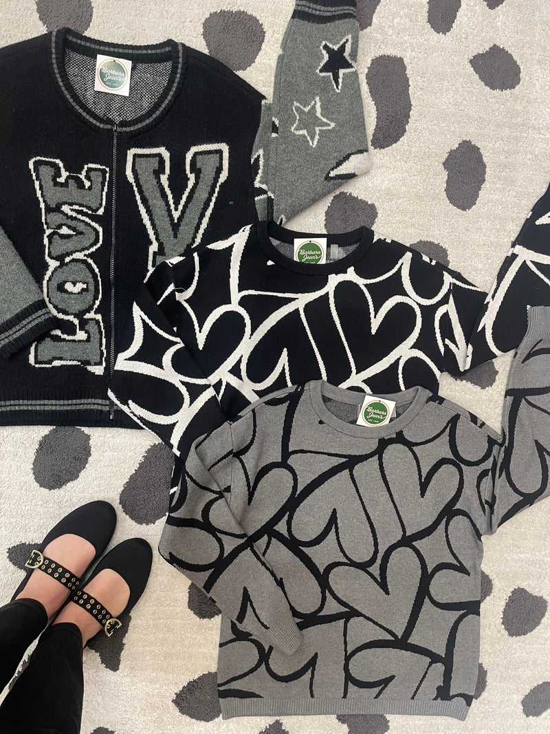 Swirly Hearts Jacquard Sweater- 2 Colors