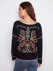 Charlie B. Embroidered Back Sweater