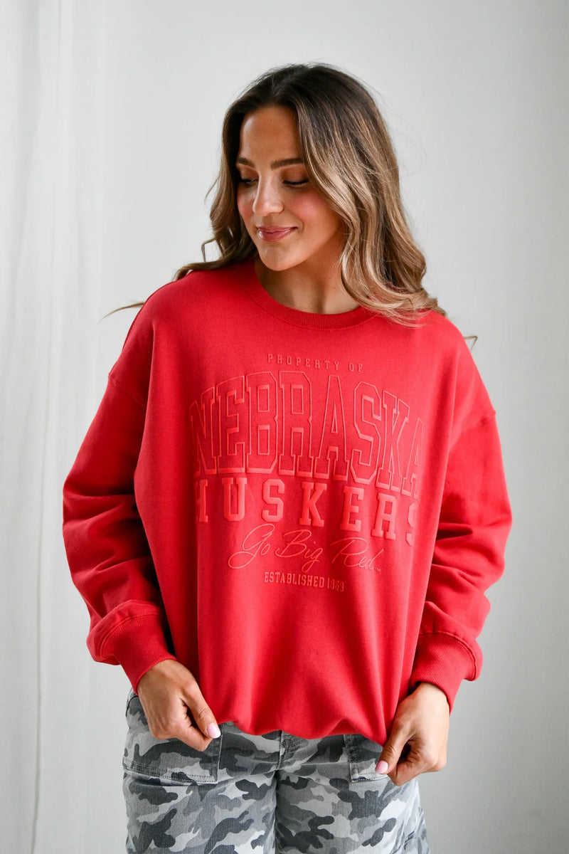 Nebraska Sanders Shadow Crew Neck Sweatshirt