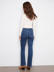 Charlie B. Flare Denim Jeans with Buttons