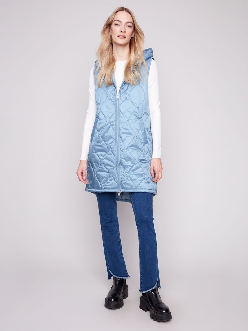 Charlie B. Pearlized Puffer Vest- Oxford Blue