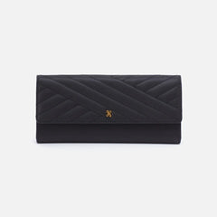 HOBO Jill Large Quilted Trifold Wallet- Black