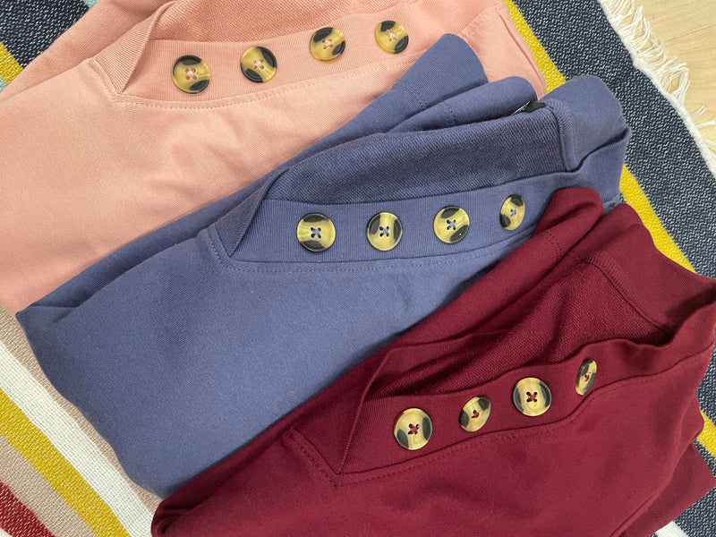 Rebecca V-Neck Button Sweatshirt