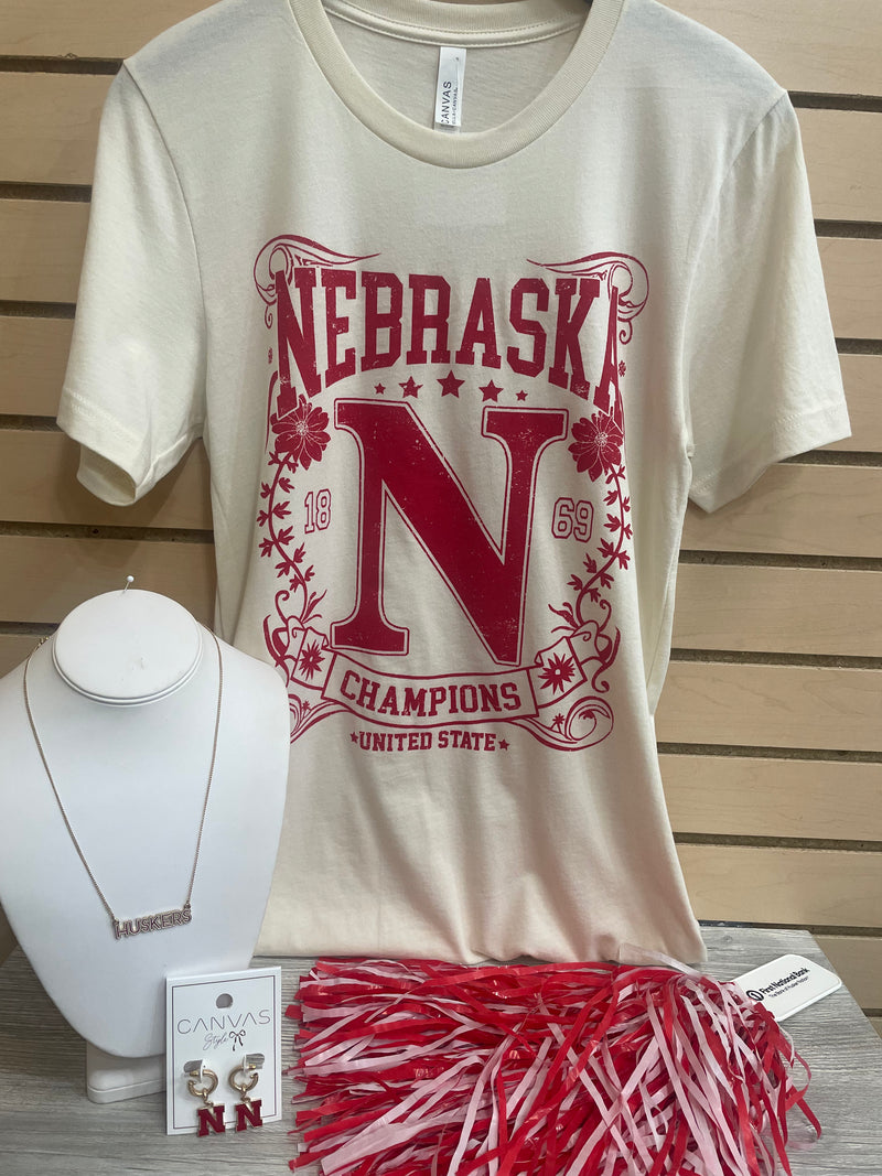 Nebraska Vintage Flower Graphic Tee- 2 Colors!
