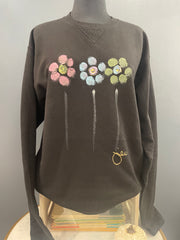 Kunky's Hand-Painted Black Floral Crew