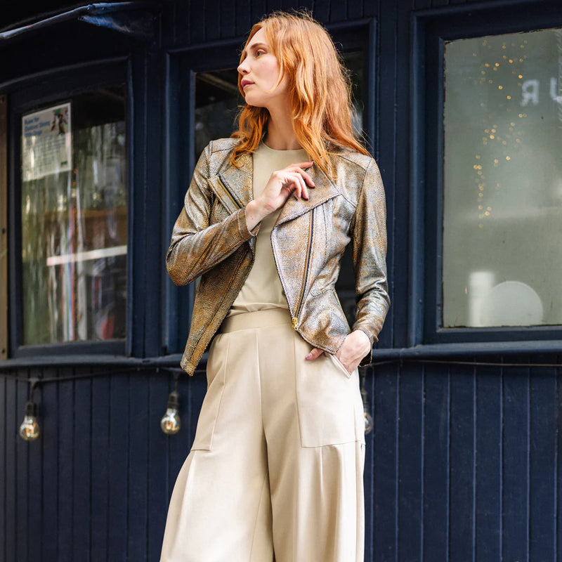 Clara Sun Woo Metallic Liquid Leather Jacket