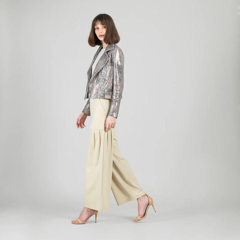 Clara Sun Woo Sequin Knit Moto Jacket