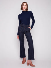 Charlie B. Pull-On Retro Button Side Flares