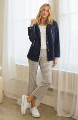Liverpool Navy & Taupe Grid Stella Kick Flare