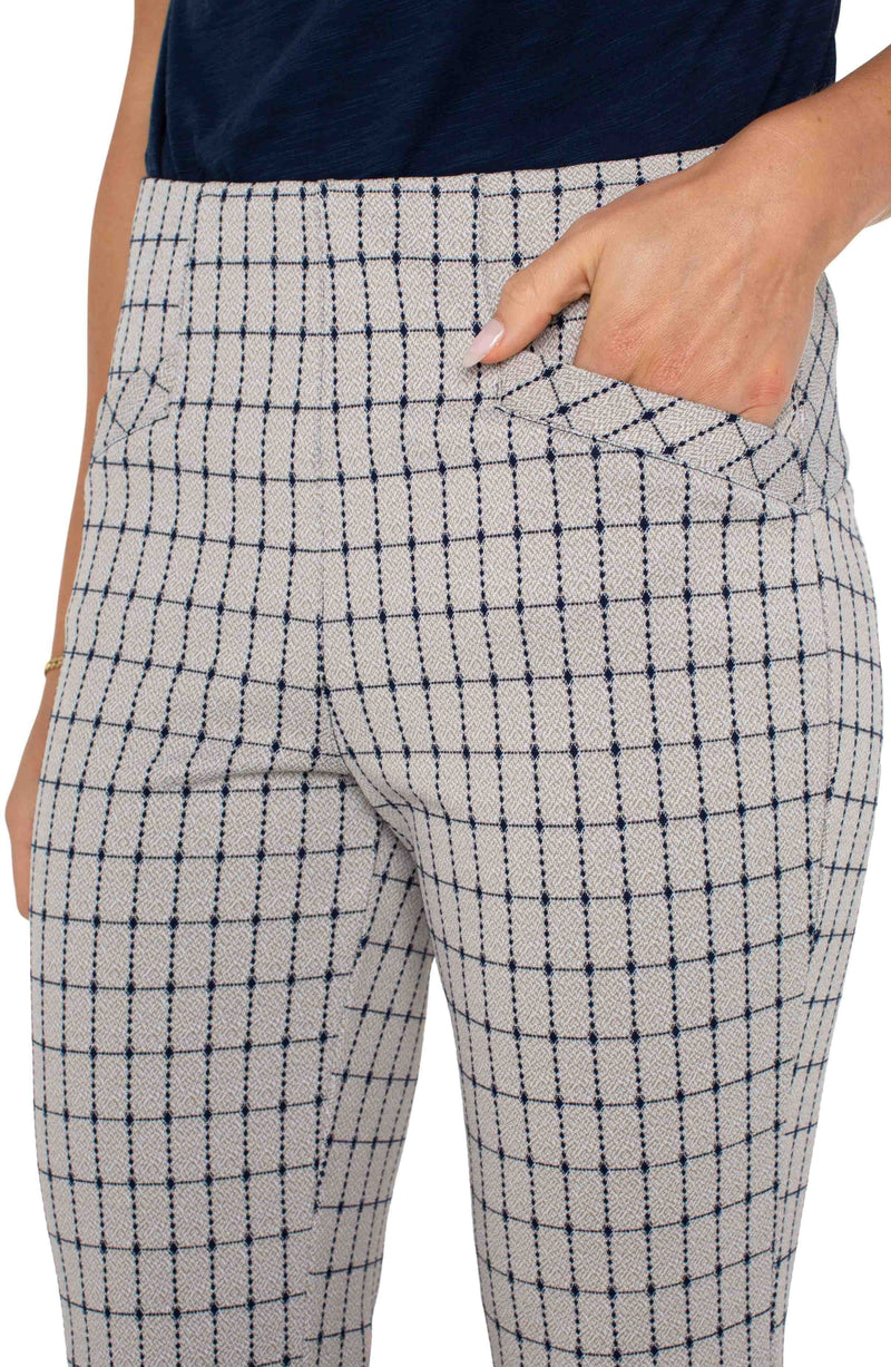 Liverpool Navy & Taupe Grid Stella Kick Flare