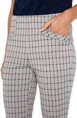 Liverpool Navy & Taupe Grid Stella Kick Flare