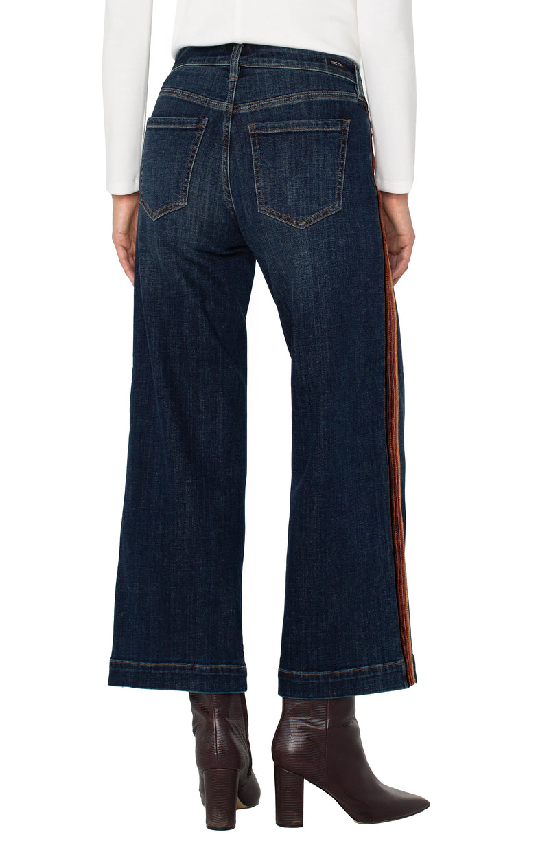 Liverpool Velvet Trim Stride Wide Leg Denim