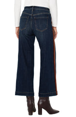 Liverpool Velvet Trim Stride Wide Leg Denim