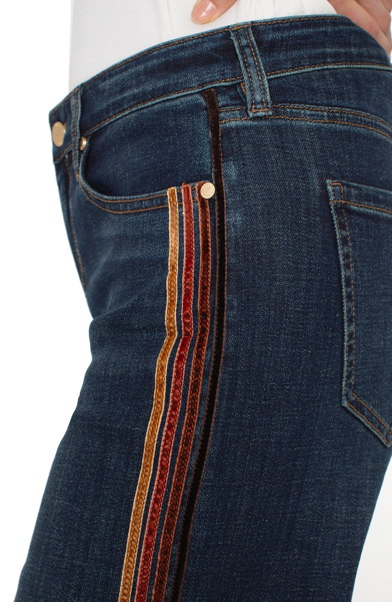 Liverpool Velvet Trim Stride Wide Leg Denim