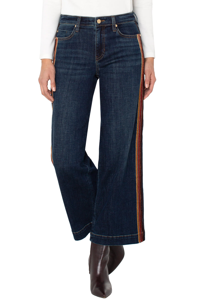 Liverpool Velvet Trim Stride Wide Leg Denim