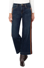 Liverpool Velvet Trim Stride Wide Leg Denim