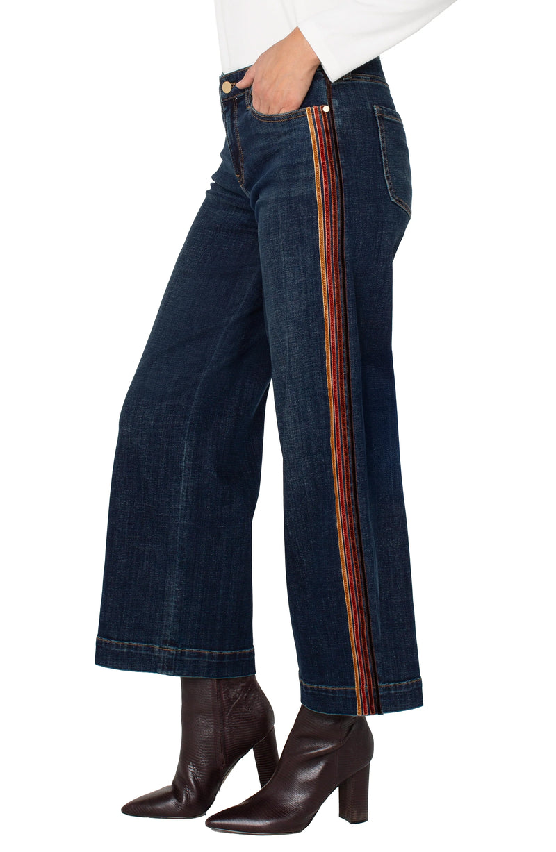 Liverpool Velvet Trim Stride Wide Leg Denim
