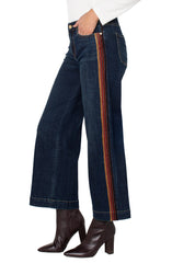 Liverpool Velvet Trim Stride Wide Leg Denim