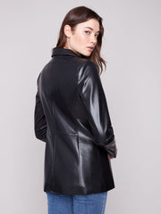 Charlie B. Black Faux Leather Blazer