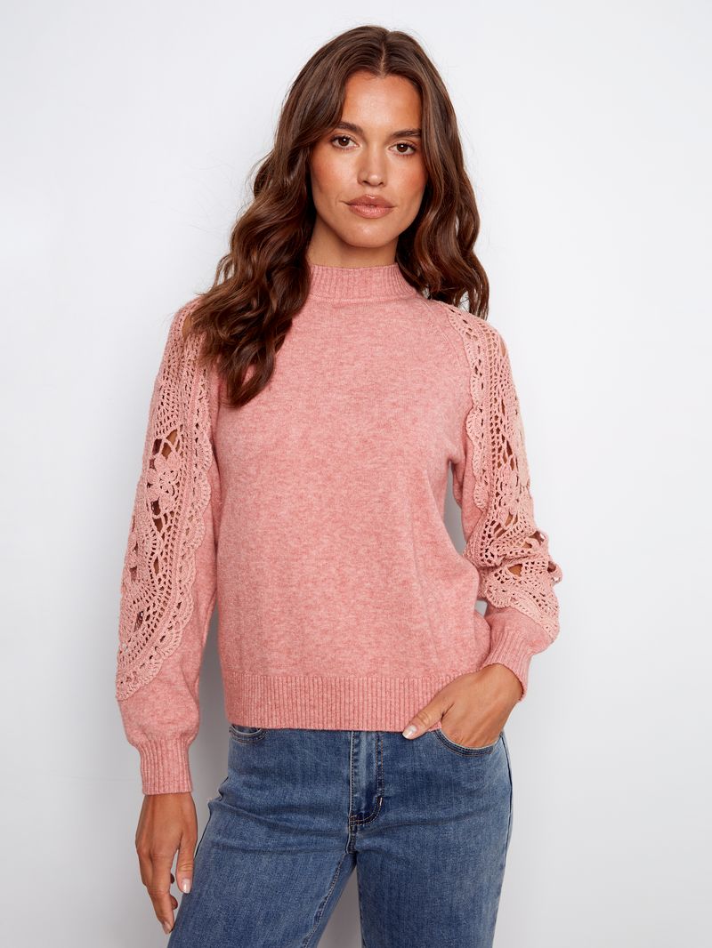 Charlie B. Primrose Crochet Sleeve Mock