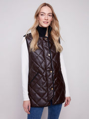 Charlie B. Mocha Quilted Faux Leather Vest