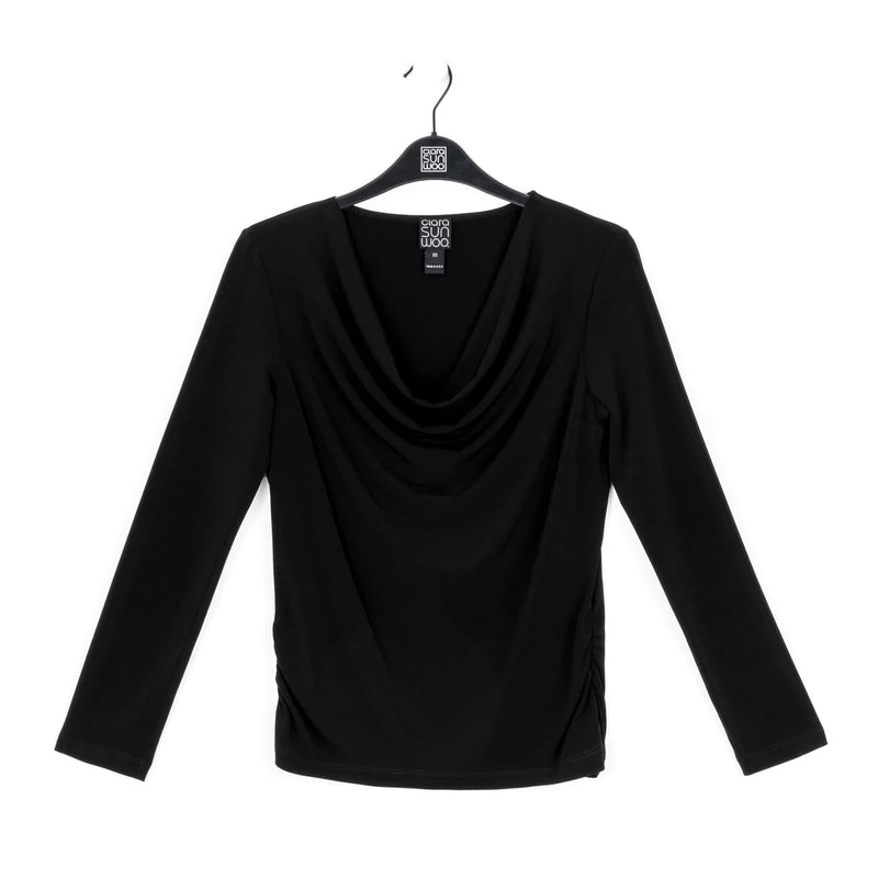 Clara Sun Woo Cowl Neck Ruched Top