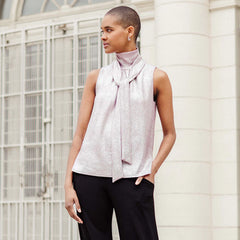 Clara Sun Woo Foiled Tie Mock Neck