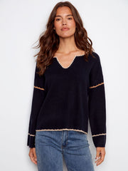Charlie B. Embroidered Back Sweater