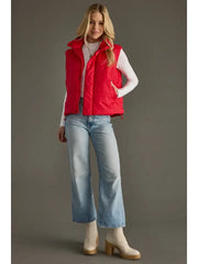 Cropped Red Puffer Vest