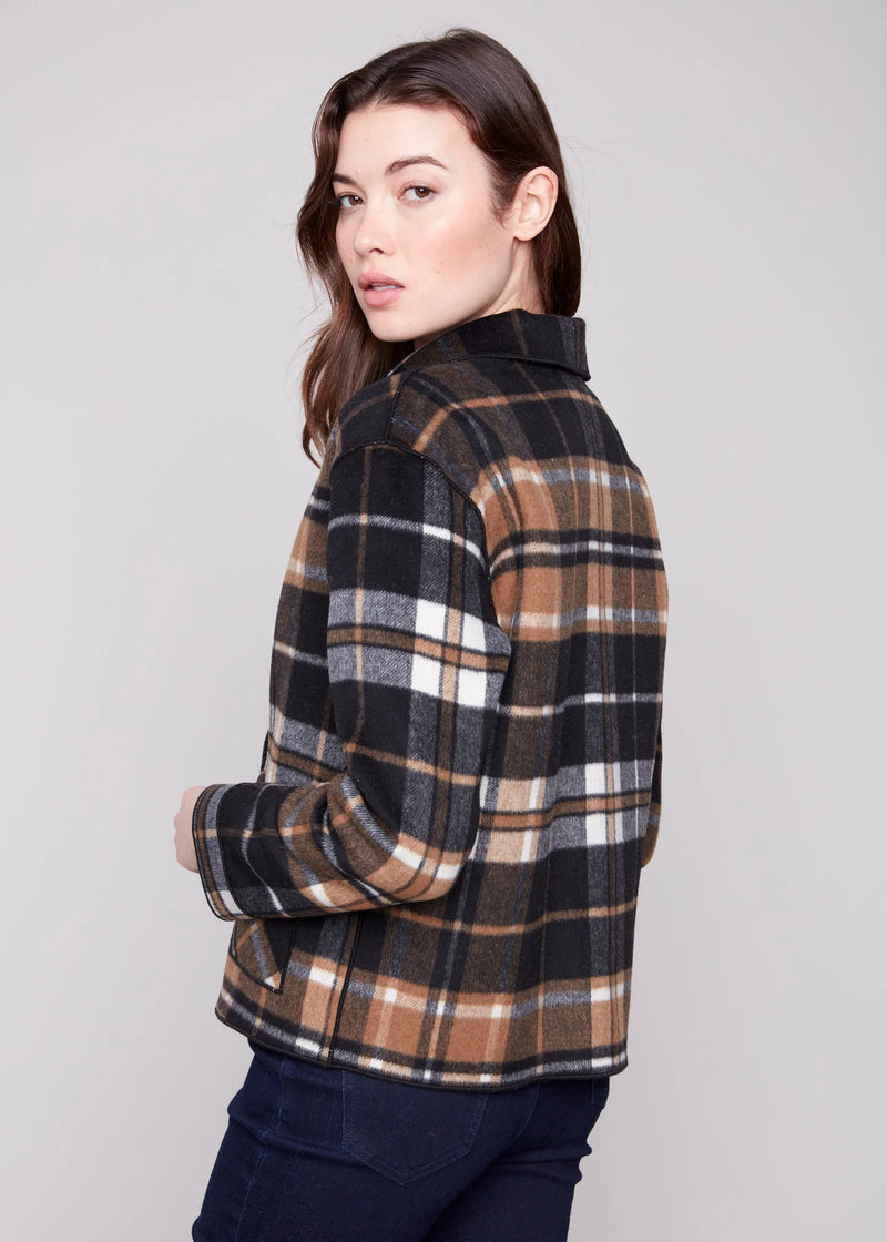 Charlie B. Reversible Plaid Jacket- Cocoa