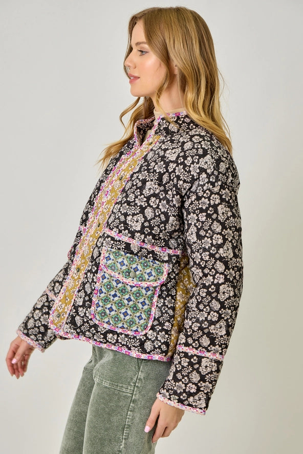 Mystree Mixed Media Quilted Jacket