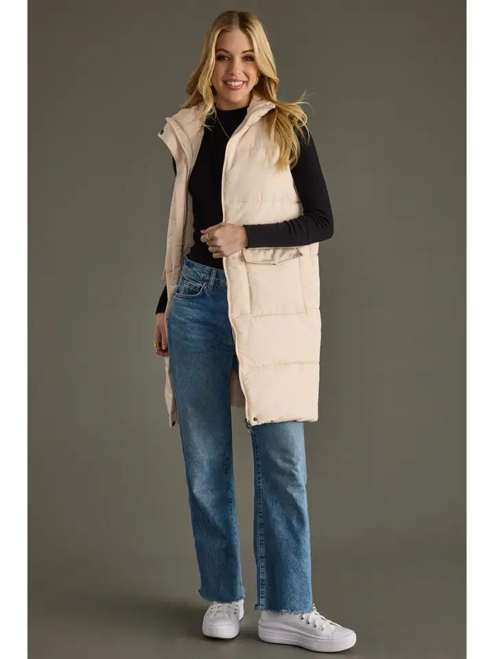 Long Puffer Vest- Multiple Colors