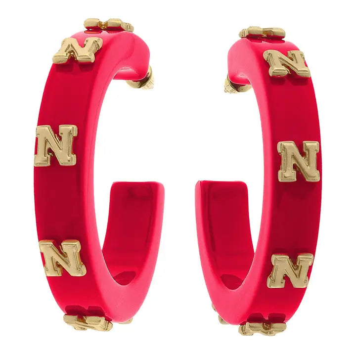 Nebraska Cornhuskers Resin Logo Hoop Earring