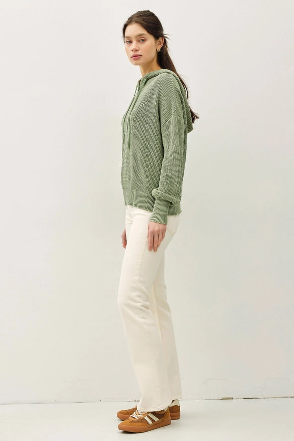 Lightweight Knit Hooded Henley- 2 Colors